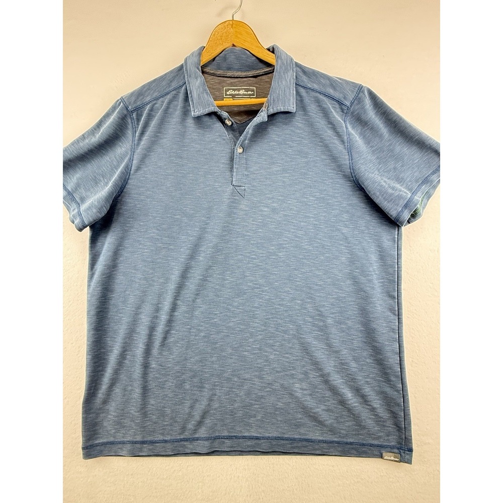 Eddie Bauer Polo Mens XL Performance‎ Blue Heather Short Sleeve Shirt